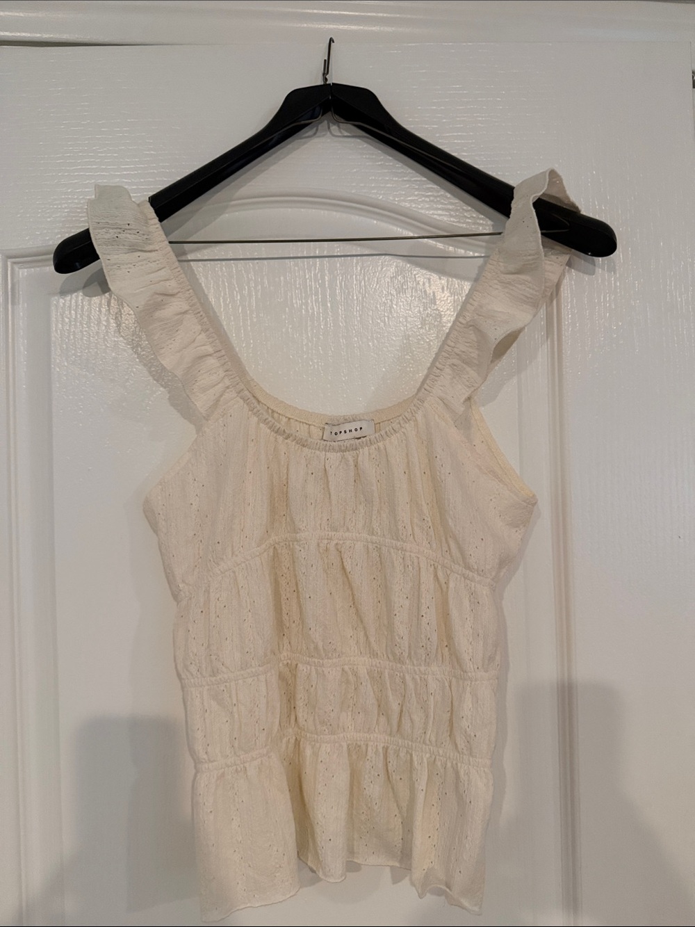 Topshop Cream Eyelet Ruffle Strap Camisole
